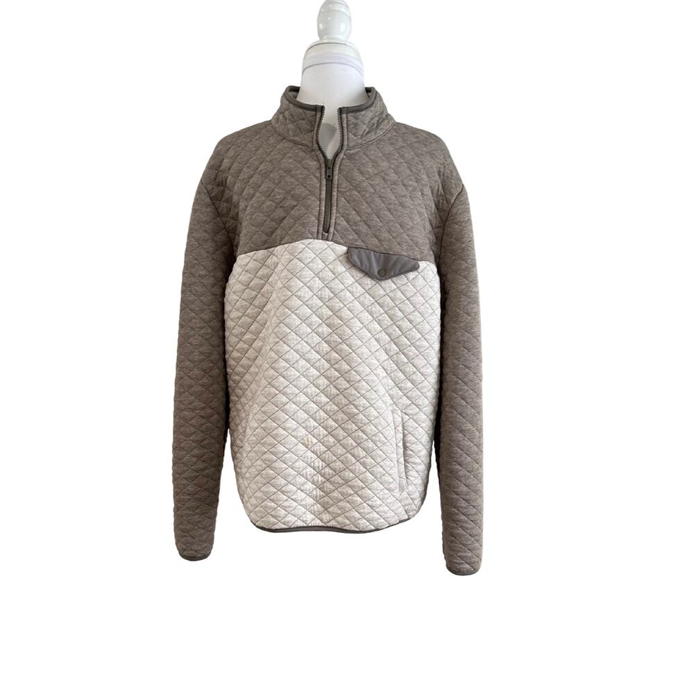 Marine Layer Corbet Color Block Quarter Zip Quilted Fabric Pullover I L